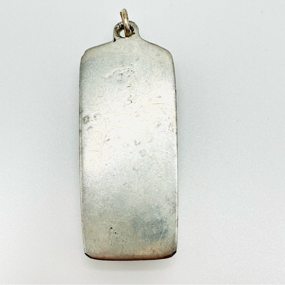 Native Inspired Stone Inlay Pendant Colorful Geometric Silver Tone - Picture 2 of 5